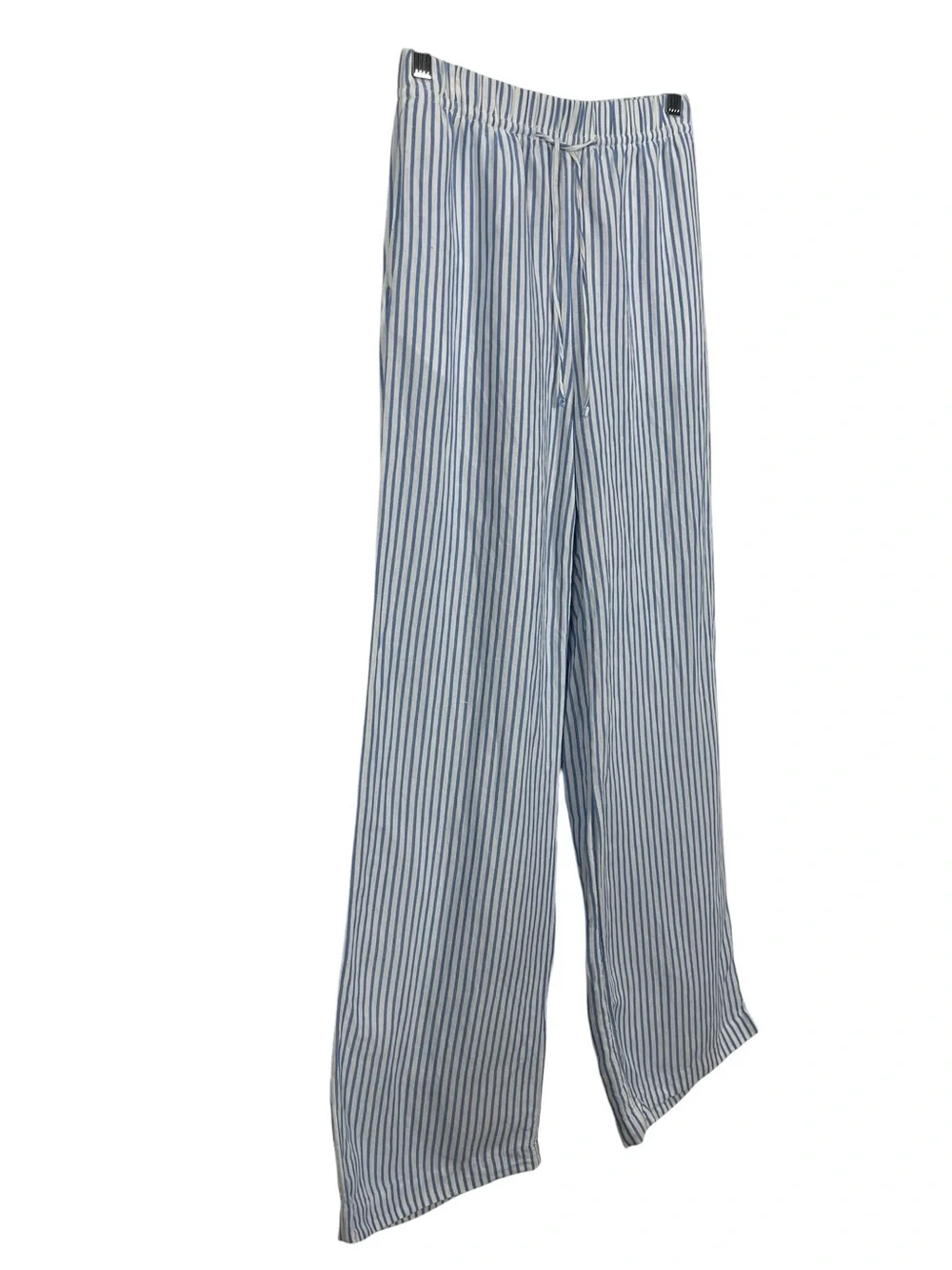 H&M Linen Blend Wide Leg Striped High Rise Pull On Pants Blue White Size XS